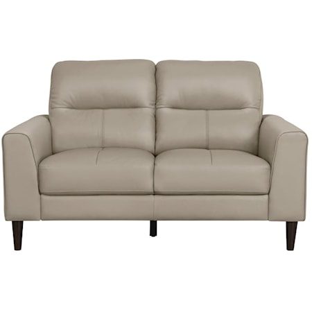 Casual Love Seat with Leather Upholstery