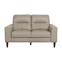 Casual Love Seat with Leather Upholstery
