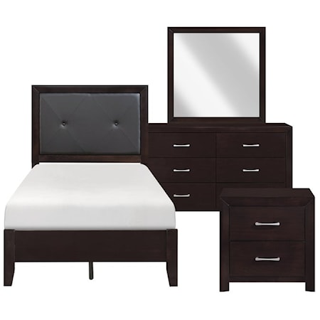 Contemporary 4-Piece Queen Bedroom Set with Upholstered Headboard
