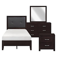 Contemporary 4-Piece Queen Bedroom Set with Upholstered Headboard