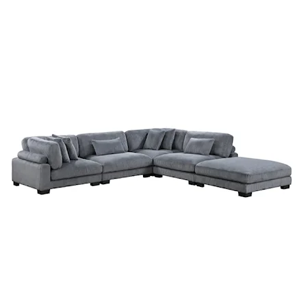 Casual 5-Piece Modular L-Shape Sectional With Ottoman