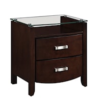 Contemporary Nightstand with Glass Top