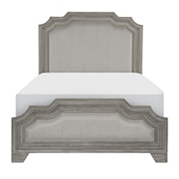 Transitional King Bed with Upholstery and Nailheads