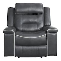 Contemporary Lay Flat Recliner with Pillow Arms