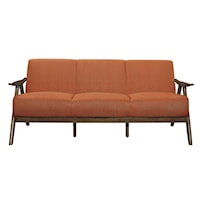 Mid-Century Modern Sofa with Exposed Wood Arms