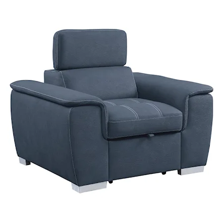 Casual Chair with Pull-Out Ottoman