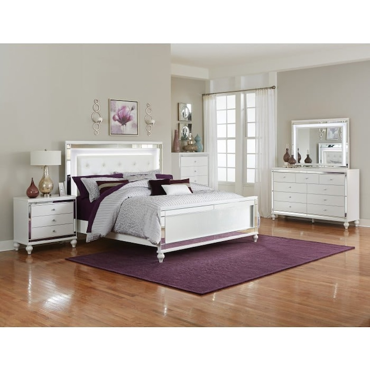 Homelegance Furniture Alonza King Bed with LED Lighting