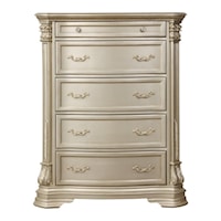 Traditional 5-Drawer Bedroom Chest with Carved Moldings
