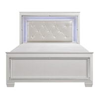 Glam California King Panel Bed with Upholstered LED Light Headboard