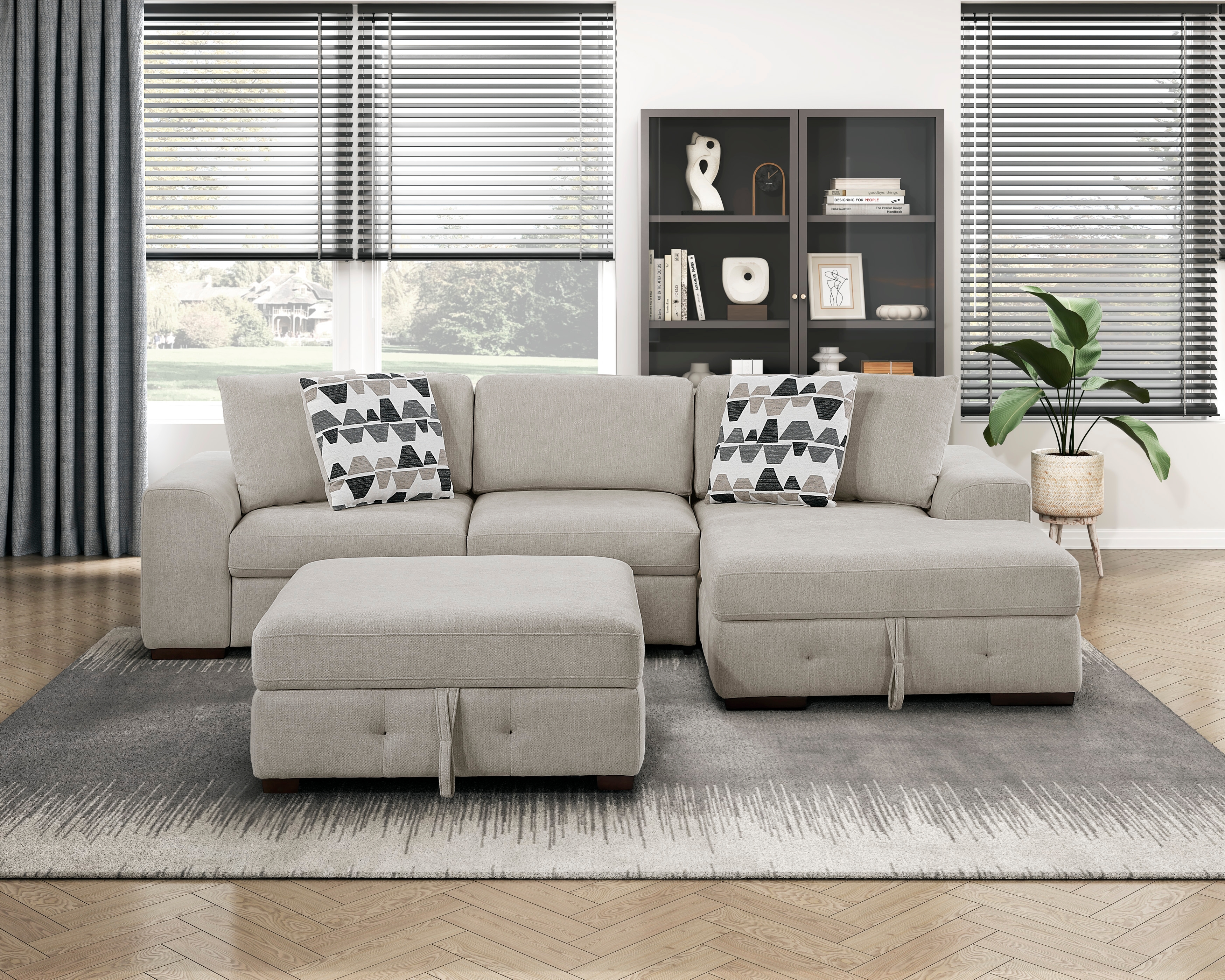 Homelegance Raife 3-Piece Sectional Sofa and Ottoman