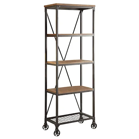 Industrial Rustic Bookshelf with Casters