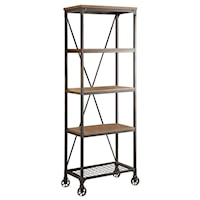 Industrial Rustic Bookshelf with Casters