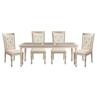 Glam 5-Piece Dining Set with Crystal Tufted Chair Backs