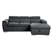 Contemporary 2-Piece Sectional Sofa with Bed and Storage