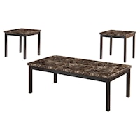 Transitional 3-Piece Occasional Faux Marble Table Set