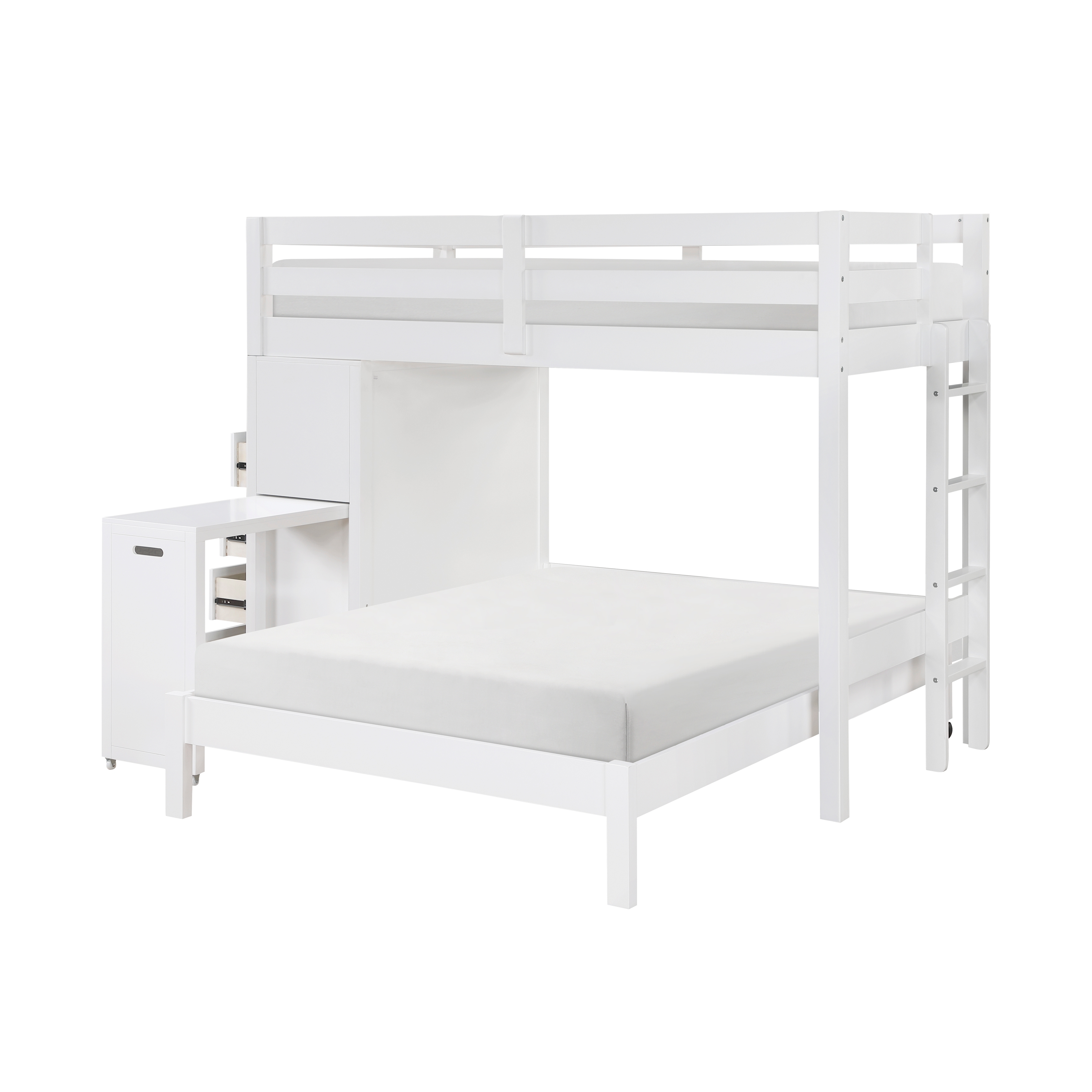 Twin/Full Loft Bunk Bed with Hidden Desk