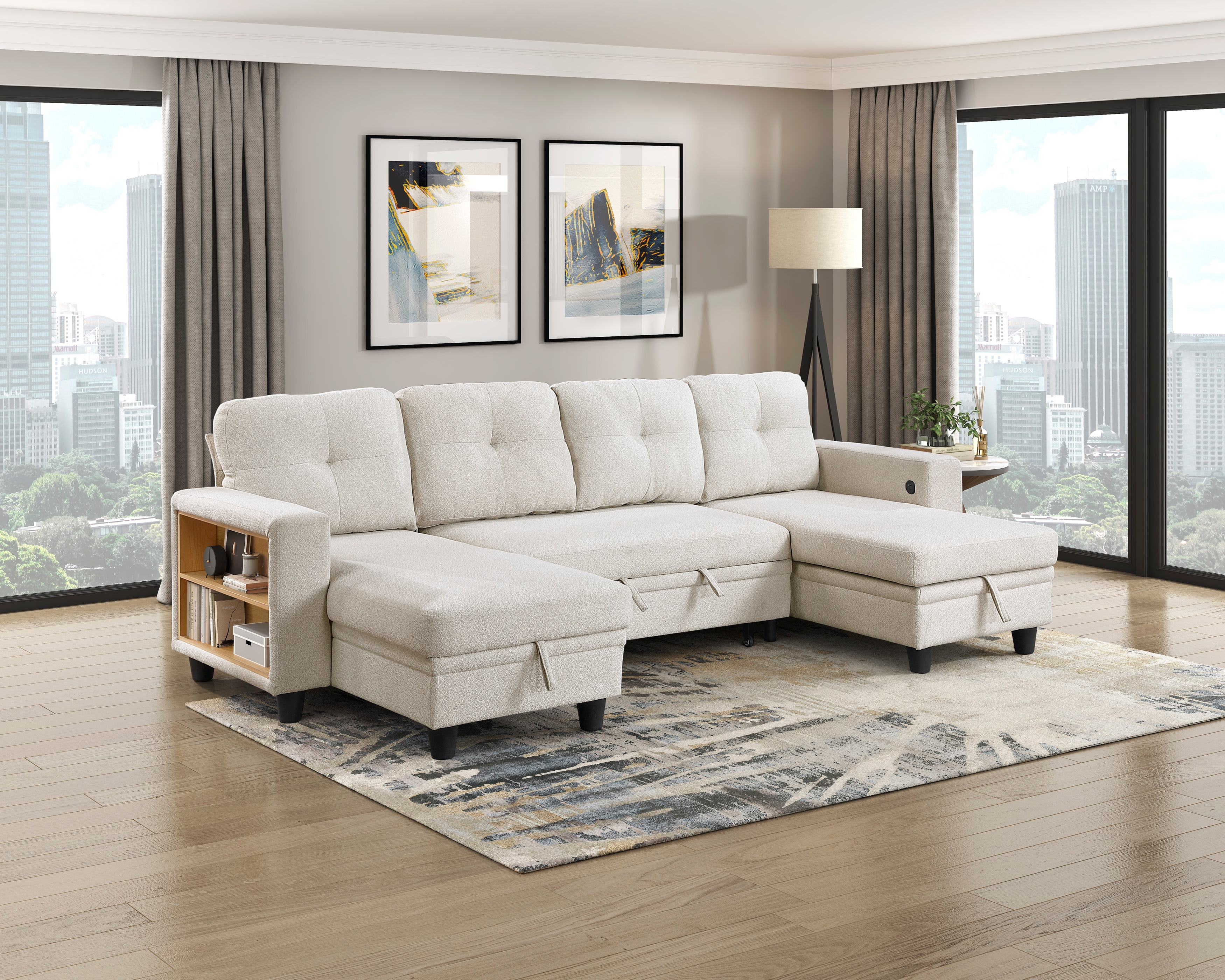 Homelegance Ansley 4-Piece Sectional Sofa with Pull-Out Bed