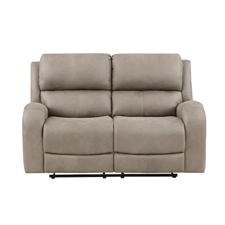 Transitional Double Reclining Love Seat with Microfiber Upholstery