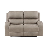 Transitional Double Reclining Love Seat with Microfiber Upholstery