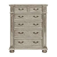 Traditional 6-Drawer Chest with Acanthus Leaf Carving Detail