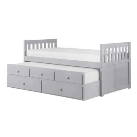 Twin Over Twin Trundle Bed with Storage