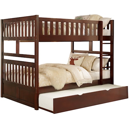 Full/Full Bunk Bed with Twin Trundle