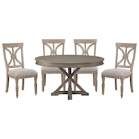 Transitional 5-Piece Dining Set with Upholstered Seat