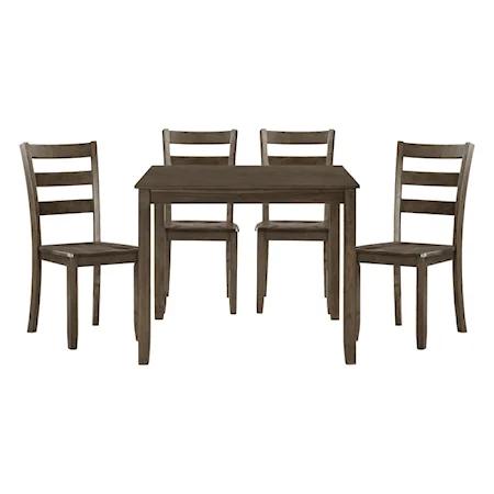 Transitional 5-Piece Dinette Set with Slat-Back Chairs