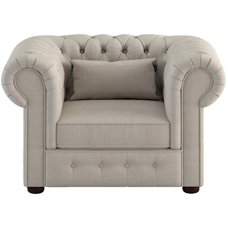 Transitional Accent Chair with Button Tufted Detail and Rolled Arms