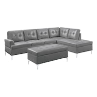 Contemporary 3-Piece Sectional Sofa with Right Chaise and Ottoman