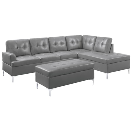3-Piece Sectional Sofa and Ottoman
