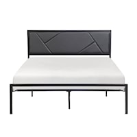 Contemporary Queen Platform Bed with Upholstered Headboard