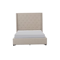 Transitional King Platform Bed with Tufted Headboard