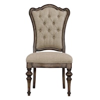 Traditional Upholstered Side Chair with Button Tufted Back