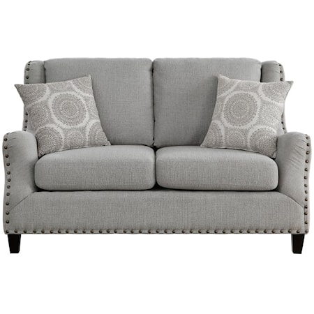 Transitional Loveseat with Nailhead Trim