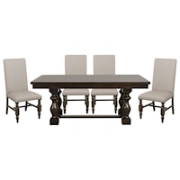 Transitional 5-Piece Dining Set with Nailheads and Upholstered Seats