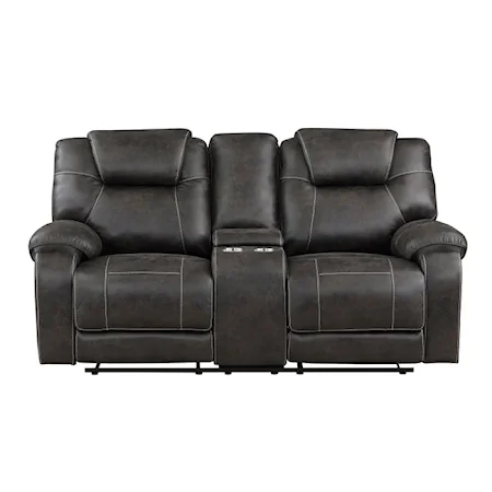 Casual Manual Reclining Loveseat with Storage Console