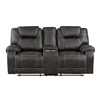 Casual Manual Reclining Loveseat with Storage Console