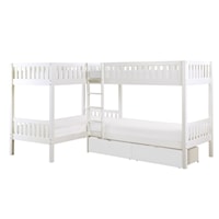 Transitional Corner Bunk Bed with Storage Boxes and Ladder