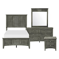 Transitional 4-Piece Twin Bedroom Set with Panel Headboard