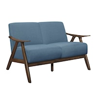 Mid-Century Modern Loveseat with Exposed Wood Arms