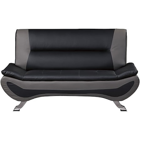 Contemporary Loveseat with Chrome Legs