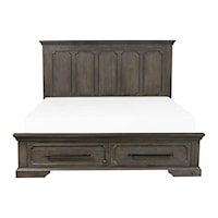 Rustic California King Bed with Footboard Storage