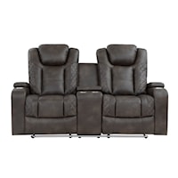 Casual Power Reclining Loveseat with Storage Console and Cup Holders