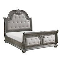 Traditional Queen Bed with Button Tufting