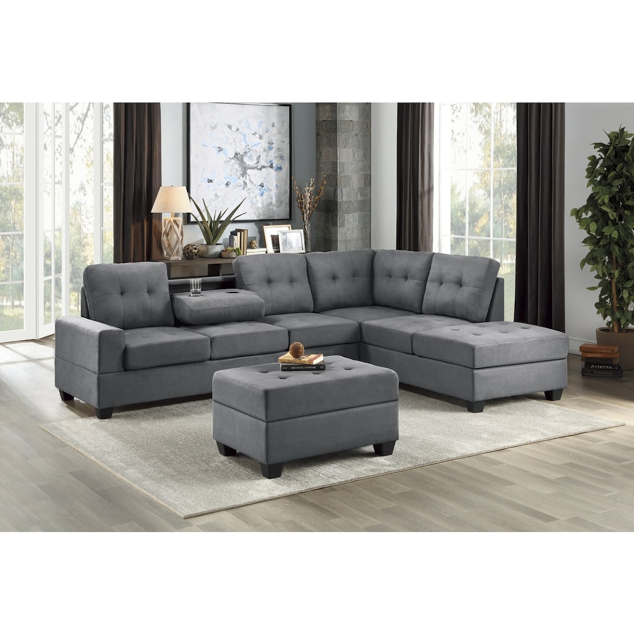 Homelegance Furniture Homelegance 2-Piece Sectional Sofa with Ottoman