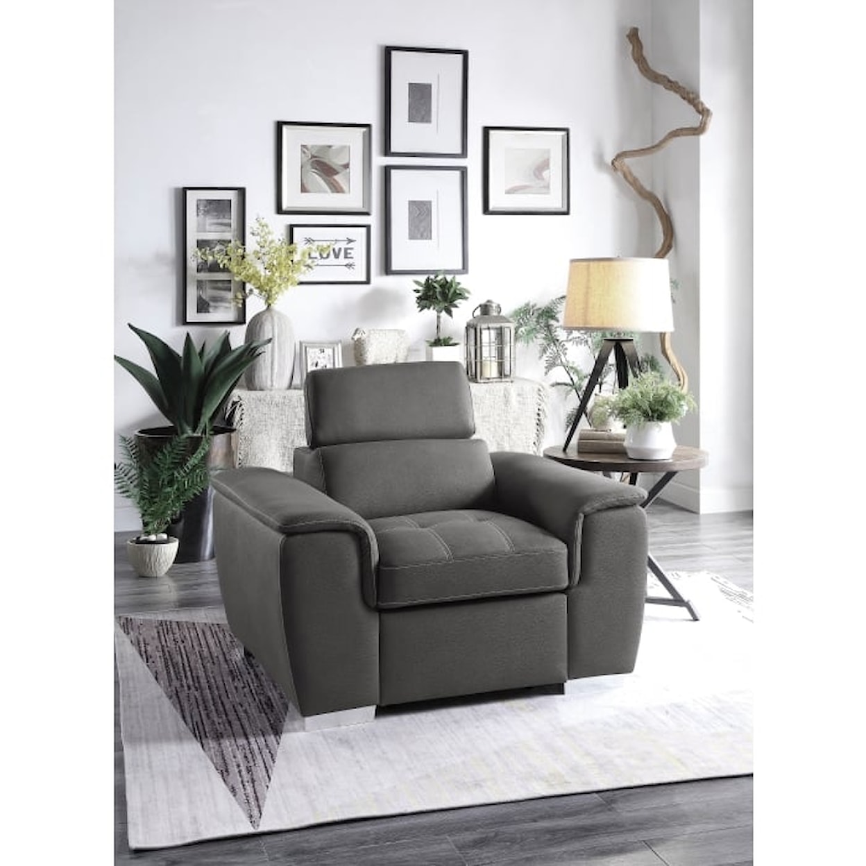 Homelegance Furniture Ferriday Chair with Pull-out Ottoman