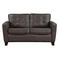 Contemporary Tufted Loveseat with Tapered Legs