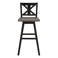 Rustic Bar Height Swivel Chair with X-Back Design