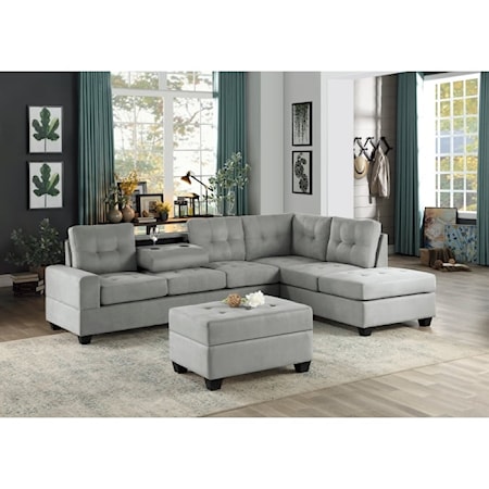 2-Piece Sectional Sofa with Ottoman